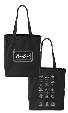 Bundle: Neon Gold tote bag + Three heritage 7" vinyl + FREE NGX vinyl